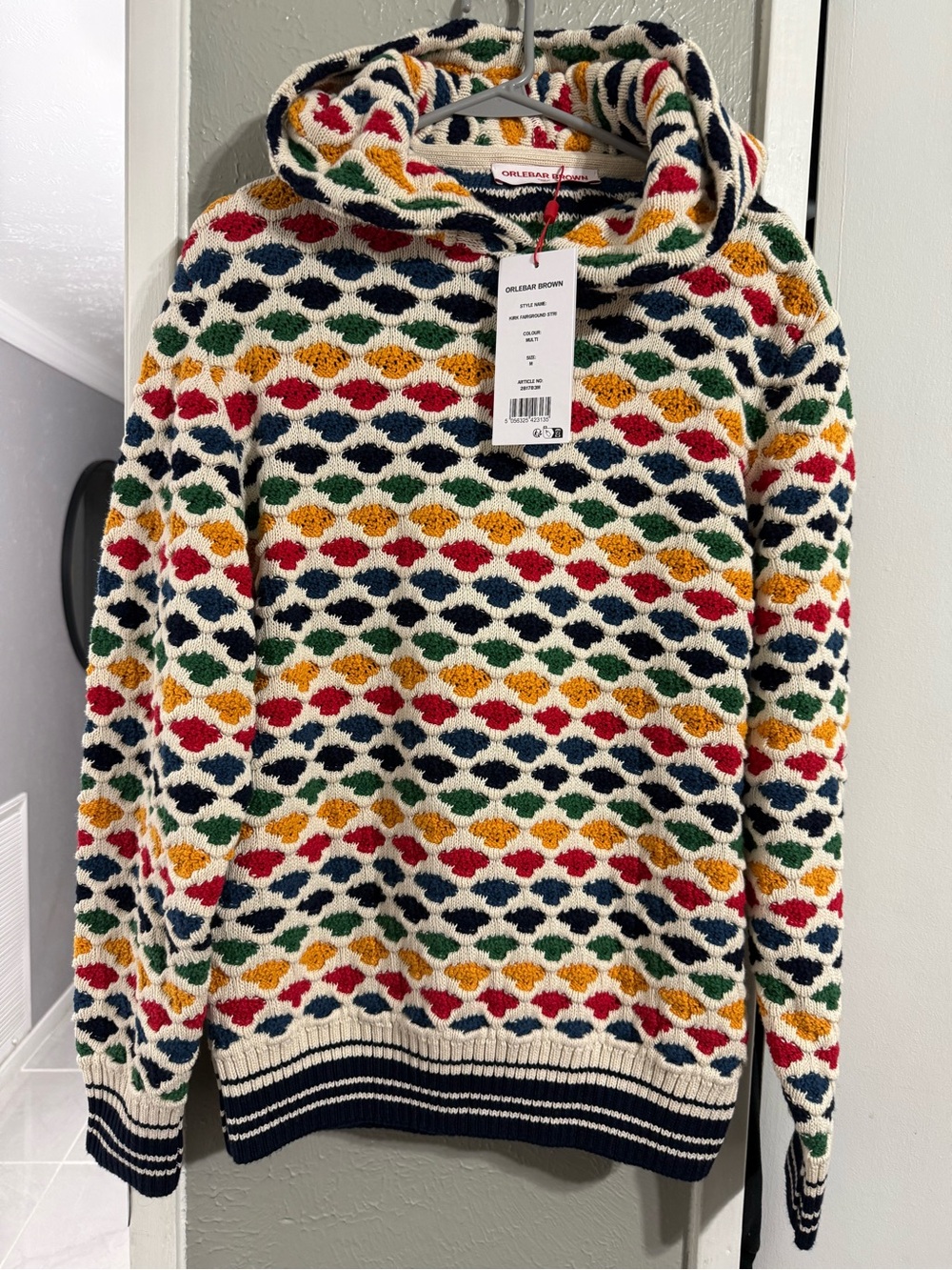 Orlebar Brown Cream Multicolor Hooded Knit Sweater/ UNISEX